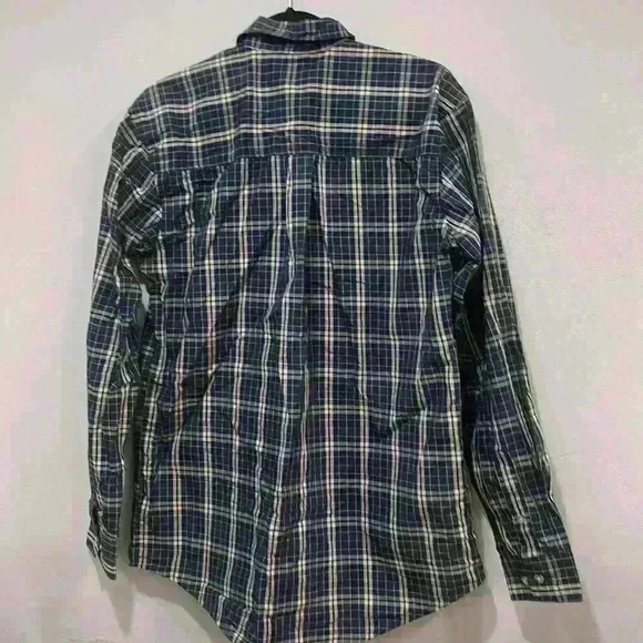 Wrangler Navy Blue size Medium Plaid button down shirt - Picture 4 of 4